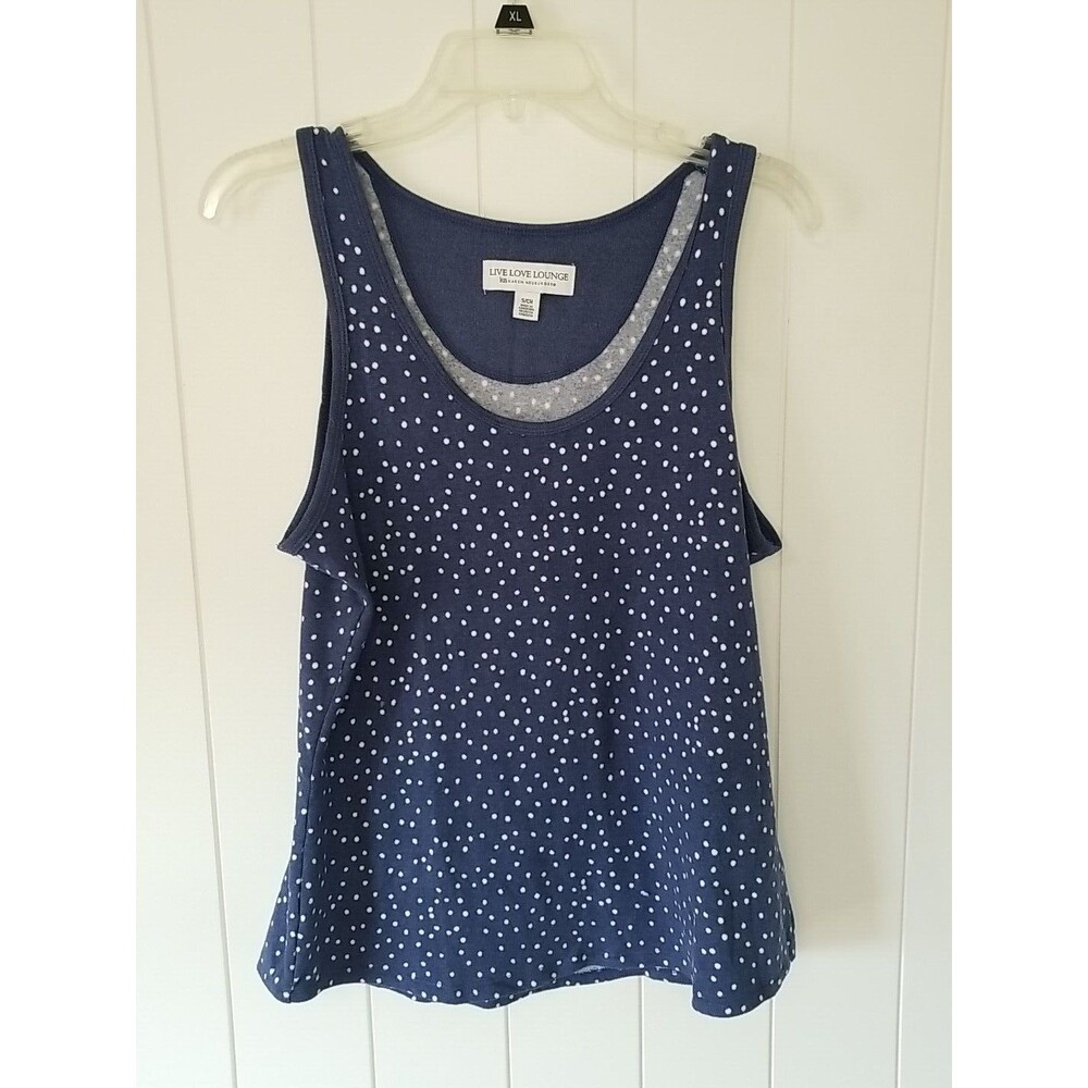 Live Love Lounge Karen Neuburger Tank Top Womens Size Small Blue White Soft